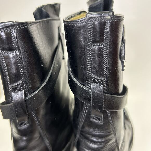 Vintage Dehner\'s Tanker Omaha Black Leather Strap Buckle Moto Boots Sz 8.5 Men\'s main image 10
